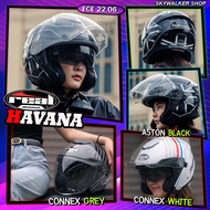 *New* หมวกกันน็อค REAL Havana Robotech,ASTON,CONNEX Open Faceแว่นตา2ชั้น รองรับการติดตั้งบลูทูธ