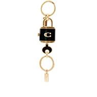【COACH】C Logo 鎖頭及鑰匙吊飾/鑰匙圈(黑色)/ 平行輸入