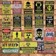 Keep Out Caution Area 51 Danger Mines Wall Painting Tintin Retro Metal Sign Garage Tin Signs Poster 