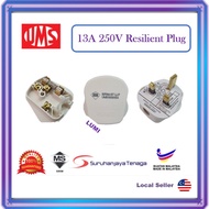 UMS 13a 250v AC Resilient Plug Fitted With 13A Fuselink