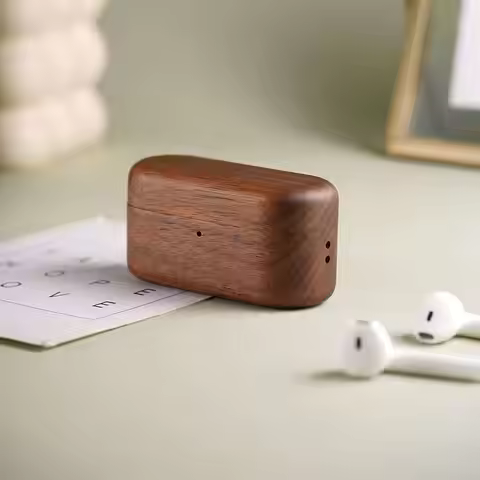 Walnut Earphone Protective Cover For Technics EAH-AZ100 Solid Wood Headphone Case Dust-proof Wooden 