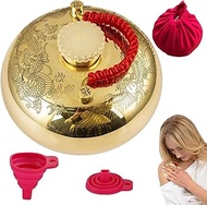 Traditional Round Hot Water Bottle Portable Water Warming Bag Hot Water Bottle With Funnel And Storage Bag Pure Copper Water Bags (Size : 20cm)