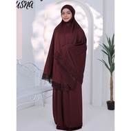 Telekung Husna Dewasa Renda Lace | Cotton Sejuk & Tak Jarang | Solat Labuh Travel Haji/Umrah Raya