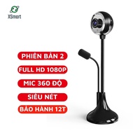 Webcam máy tính có mic xoay 360 A09 FULL HD NEW 2023 cao cấp dùng học tập live camera trên pc laptop