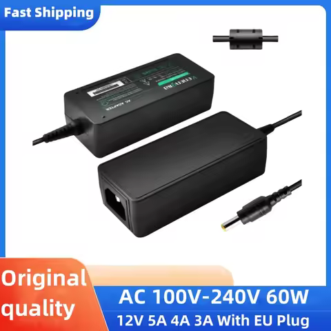 New AC Converter Adapter DC 12V 5A 5.5*2.5mm 60W LED Power Supply Charger for 4A 3A 5050/3528 SMD LE