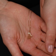 Music Musician~S2 Silver Plated 18K Gold Zircon Harp Pendant Necklace Female Music Instrument Classy