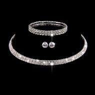Rhinestone Jewelry Three-Piece Set Wedding Accessories Wedding Jewelry Set Banquet Jewelry Set