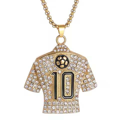 Football Star Necklace ,CZ Necklaces for Messi Jersey Kids Number 10 Necklace ,Soccer Necklaces for 