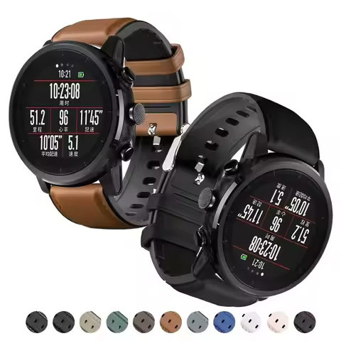 Leather Silicone Bracelet For Amazfit GTR 47mm Strap For Xiaomi Amazfit Stratos / GTR2 / GTR 2e / GT