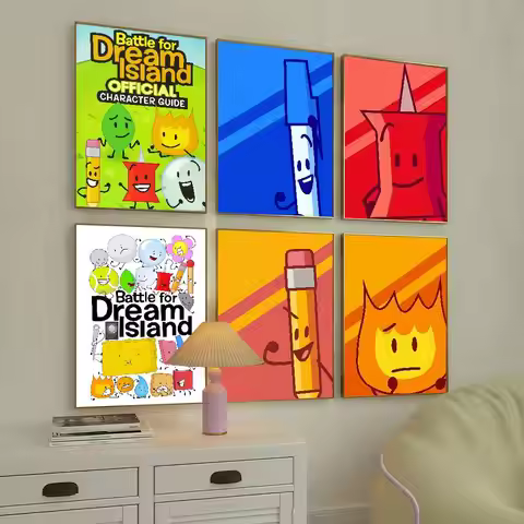 Hot Cartoon BFDI Battle For D-Dream Island Poster Suitable For Home Living Room Bedroom Office Bar W