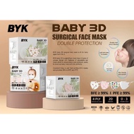 BYK Baby 4Ply and 3D Face Mask Disposable Surgical (Individual Pack+Earlobe adjustable)(1month-3yrs old)