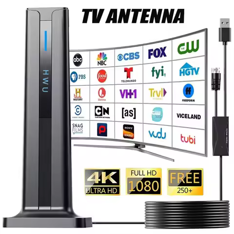 Digital TV Antenna for Smart TV Indoor,with 3M Stick Base, 360°Long Range Reception 4K HDTV Antenna 