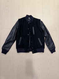 Nike destroyer 黑色皮革拼布棒球褸 Varsity Jacket