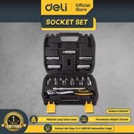 Deli Socket Sets /Set Kunci Sok 21 Pcs Chrome vanadium 50BV30 Otomotif DL1021T /Alat Perkakas