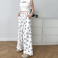 Yamamoto White Dog Footprint 0 Women Wide-Leg Pants Long Pants Loose High Waist Casual Pants Thin St