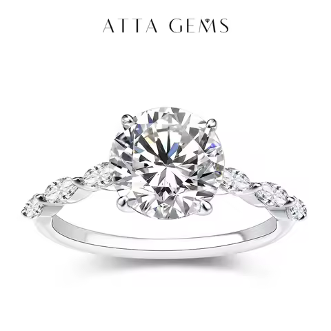 ATTAGEMS New Yellow Gold Moissanite Ring 18k 14k 10k Brilliant Cut 3.0ct Ring For Women 9.0mm Diamon