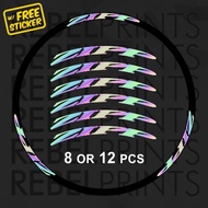 ZIPP Holographic/Oil Slick (8-12 pcs) Wheel Rim Sticker Decals Vinyl for Mountain & Road Bike Fixie