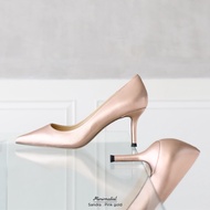 𝐌𝐈𝐍𝐈𝐌𝐀𝐋𝐈𝐒𝐓 รองเท้าส้นสูงหนังแกะ รุ่น Sandra (Pink gold) สูง 3 นิ้ว สวย สง่า