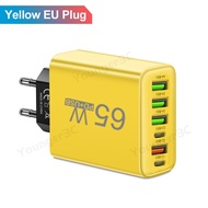 65W Multi Port Charger 4USB+2PD Fast Charger 5V 3A USB Type C Power Adapter For ios Micro Type C 6 I