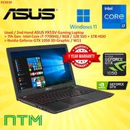 #1363 *Used / Second hand / Budget Asus FX53V Gaming Laptop 7th I7-7700 8GB 128GB SSD 1TB HDD GTX105