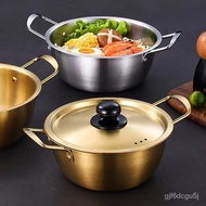 Stainless Steel Instant Noodle Pot Small Saucepan Golden Korean Ramen Pot Snail Powder Pot Small Hot Pot Seafood Dry Pot