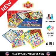 HEE Compendium Of 6 Game Set/Board Game/Snake/Draught/Aeroplane Game - (1's) Board Game Set