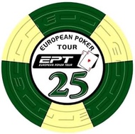EPT Ceramic EPT European Poker Tour Replica of Season 1, Value 25, Blister Pack of 25 Chips, Weight 