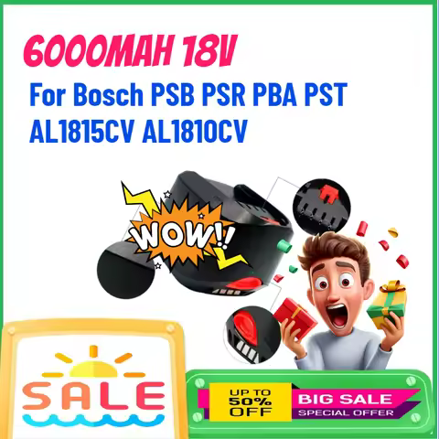 6000mAh 18V Lithium Rechargeable Battery For Bosch PSB PSR PBA PST AL1815CV AL1810CV Home & Garden P