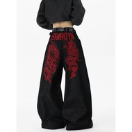 y2k jeans baggy jeans men y2k Cross-Border Check Patch Jeans for Men - Asian-Inspired Style