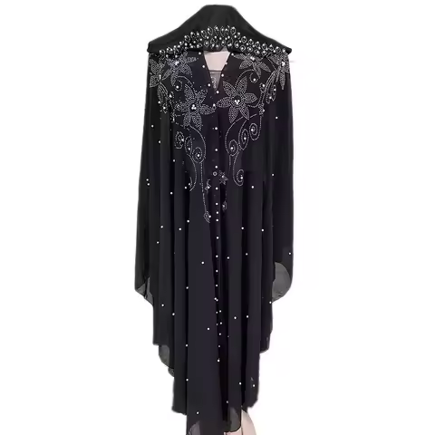 2024 Muslim Kaftan Abaya Dress Hijab Dress Kimono Women Dubai Chiffon Hooded Dress Islamic Clothing