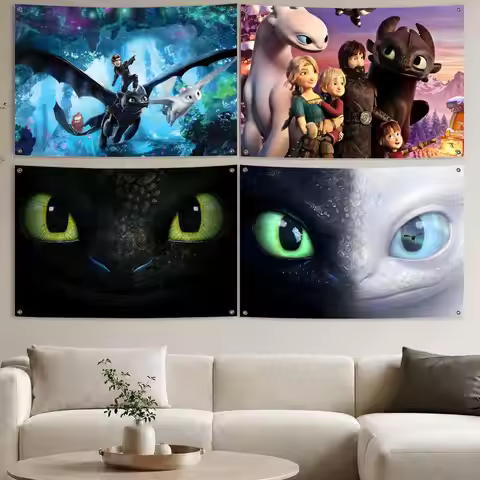 H-How to Train Your Dragon Flags Aesthetic Wall Tapestry Printed Wall Hanging Living Room Party Outd
