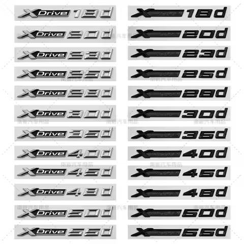 5X ABS Chrome Glossy Black XDrive Emblem Trim Sticker X Drive 18d 20d 23d 25d 28d 30d 35d 40d 48d 50