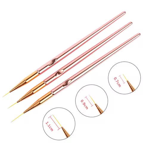 3pcs/Set Acrylic French Stripe Nail Art Line Painting Pen 3D Tips Manicure slim Line Drawing Pen UV 