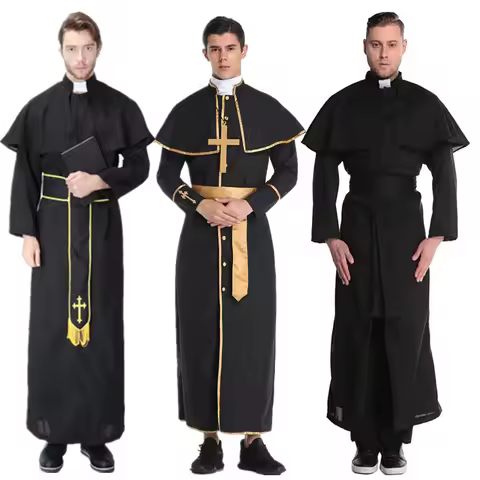 Easter Purim Halloween Costume for Men Father Priest Bishop Costumes Christian Pastor Cosplay