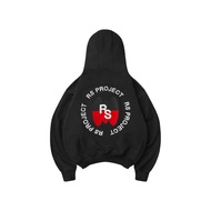 ROSS STUDIO Black Zip Hoodie High Collar 500gsm Artwork Embroidered Back Crab Leg Felt - RS B2B HOOD