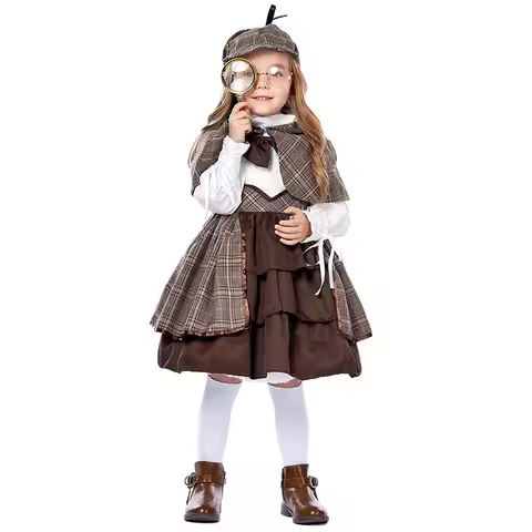 Kid 2023 Halloween Purim Deluxe Children Detective Costume Boy Girl Detective Cosplay Outfit Book We