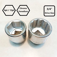 Hexagon Chrome Standard Socket 3/4"Dr Sq 38mm - 55mm GENIUS FLAG