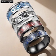 New Titanium Ring For Men Punk Vintage Gear Stylish Ring Fashion Popular Finger Ring Necklace Pendan