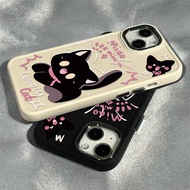 Creative and Cute Black Cat Pattern Phone Casing Compatible for IPhone 15 13 14 12 11 X XR Xs Max 14pro Se2020 7/8 Plus Silicone Shockproof Square Border Frame Case