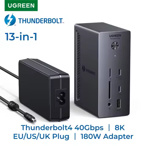 UGREEN Thunderbolt4 Docking Station 13-in-1 USB HUB 40Gbps 4K@60Hz 8K@30Hz DP SD&TF 4.0 3.5mm for Ma