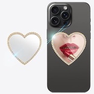 Erolagomat Bling Makeup Mirror for Phone Case Phone Charm，【Slim Design】，Travel Mirror Mirror Decal Acrylic Mirror Sticker Stick on Back of Phone Charm (Heart Shape)