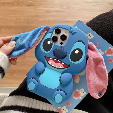 Kawaii Stitch IPhone Protective Case 3D Shape Silicone Earthquake-proof Big Ears Handheld Case for I