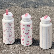 30oz Cute Stripe Pattern Tumbler with Straw 304 Stainless Steel  Cute Cartoon Printed Water Bottle V