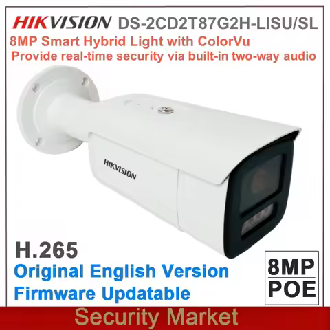 Original Hikvision DS-2CD2T87G2H-LISU/SL 8MP POE Smart Hybrid Light with ColorVu Fixed Bullet Networ