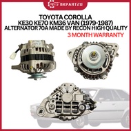 TOYOTA COROLLA KE30 KE70 KM36 VAN (1979-1987) ALTERNATOR 70A MADE BY RECON 3 MONTH WARRANTY