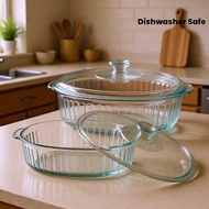 1Pc Borosilicate Glass Cookware Bowl/Oven/Cooking Pot/Steamer - Large Capacity (63 Oz/98 Oz) Glass L