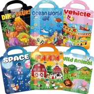 6Set Buku Pelekat Berbulu untuk Kanak-Kanak 2-4 Tahun, Buku Pelekat 3D Boleh Digunakan Semula untuk 