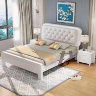 找得 - 實木床 床架主臥室公主床氣壓高箱大容量儲物床(硬靠背全白木100cm*190cm框架結構)15016