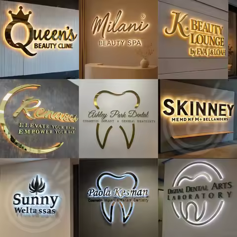 Custom LED Business Sign 3D Illuminated Letters Waterproof Shop Sign Personalized Company Logo Outdo