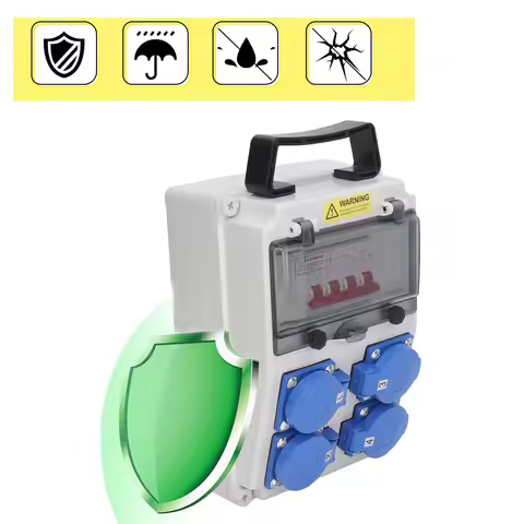 Mobile Industrial Socket Box 4 X 16A 200‑250V Plug Handheld Waterproof Power Distributor PC Resistan